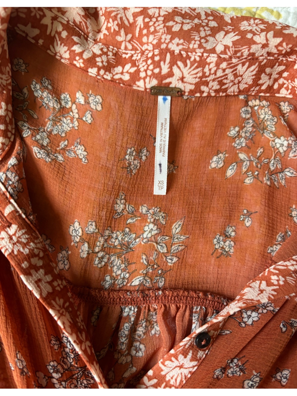 Free people Serena Floral Tie-Front Bell Sleeve Top - Rust - Picture 9 of 9